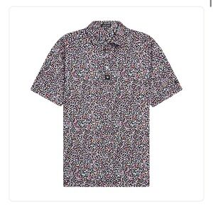 Bad Birdie Polo Shirt Performance Golf Polo Shirt Geometric Black Stretch Mens L